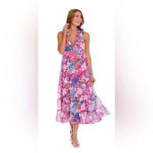 Like New Mudpie Chiffon Sleeveless Maxi Dress Size S